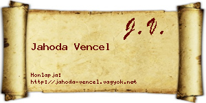 Jahoda Vencel névjegykártya